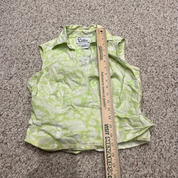 Vintage Lilly Pulitzer Wrap Sleeveless Top Sz 2 Green Sea Creature Resortwear - Picture 4 of 6